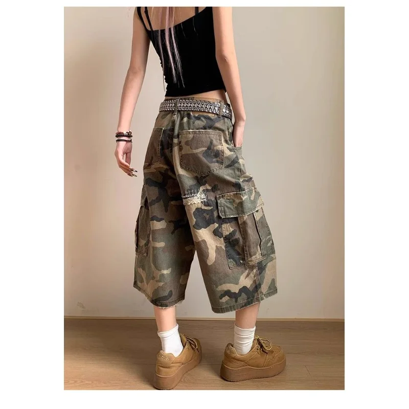 جينز ممزق وممزق ومستقيم الساق للنساء، تصميم فضفاض نحيف وكاجوال