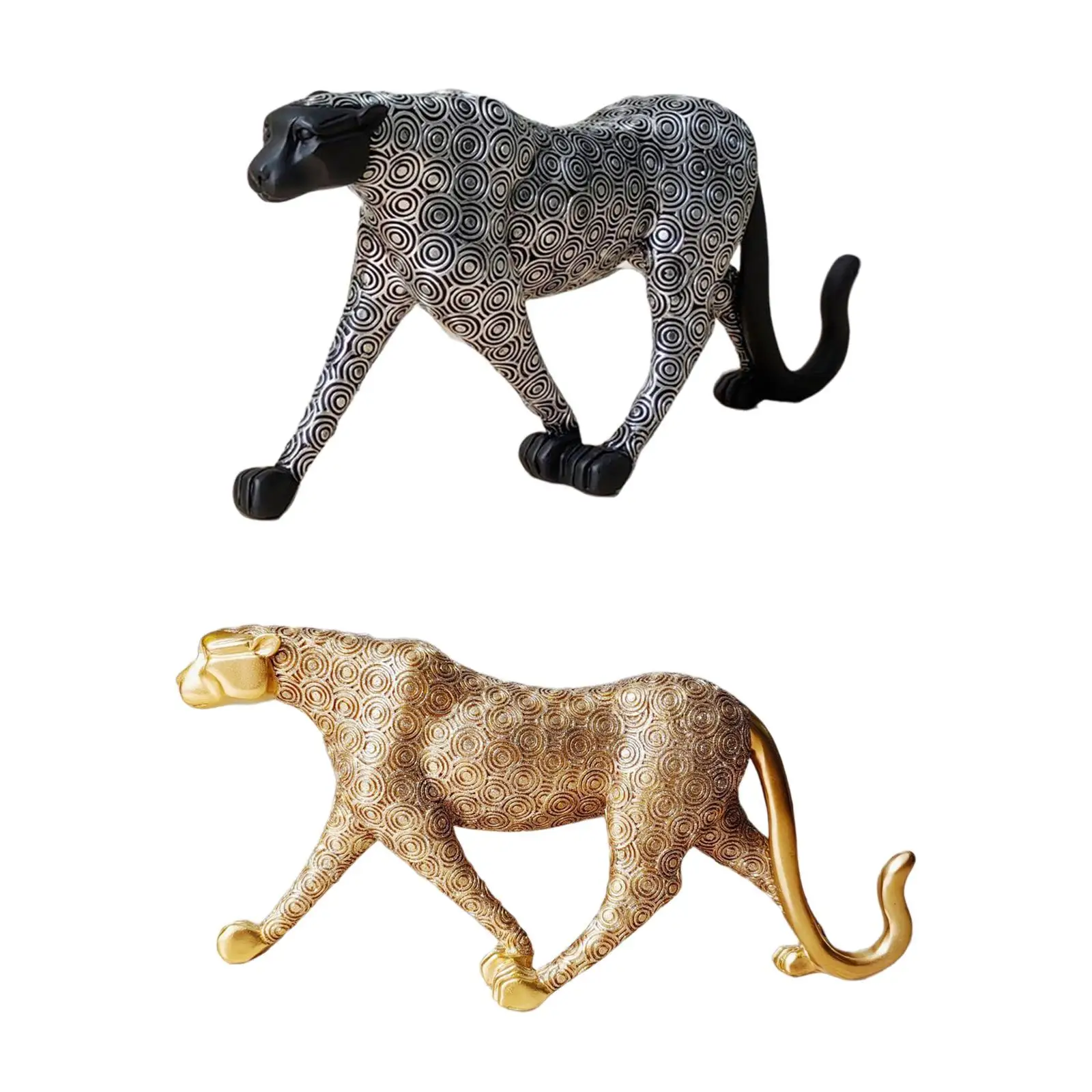 Resin Leopard Statue Leopard Ornament, Decorative Walking Cheetah Figurine for