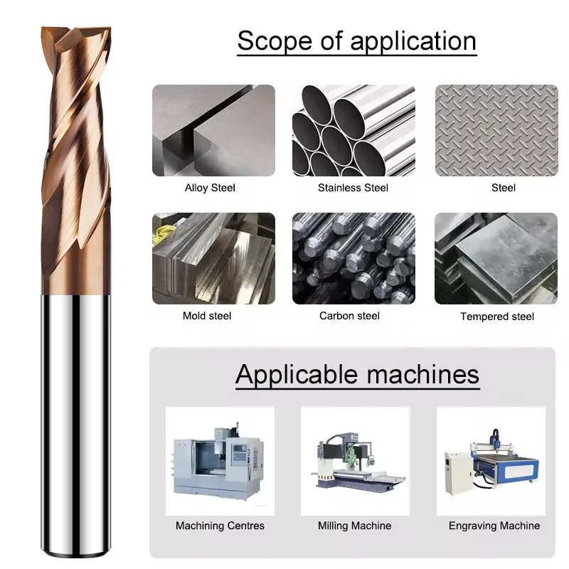 Shazam 50,0-75,0mm Länge Fräser Wolfram stahl Hartmetall 2-Flöten Flach fräser für die CNC-Bearbeitung 10cps Schaft fräser Werkzeuge – Detail 4