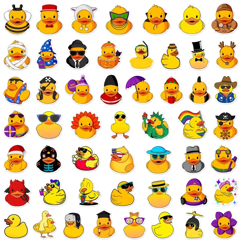 50pcs Cute Yellow Duck Stickers- Cartoon Waterproof Vinyl Decals for Laptops Water Bottles Phones -Perfect for Kids Adults