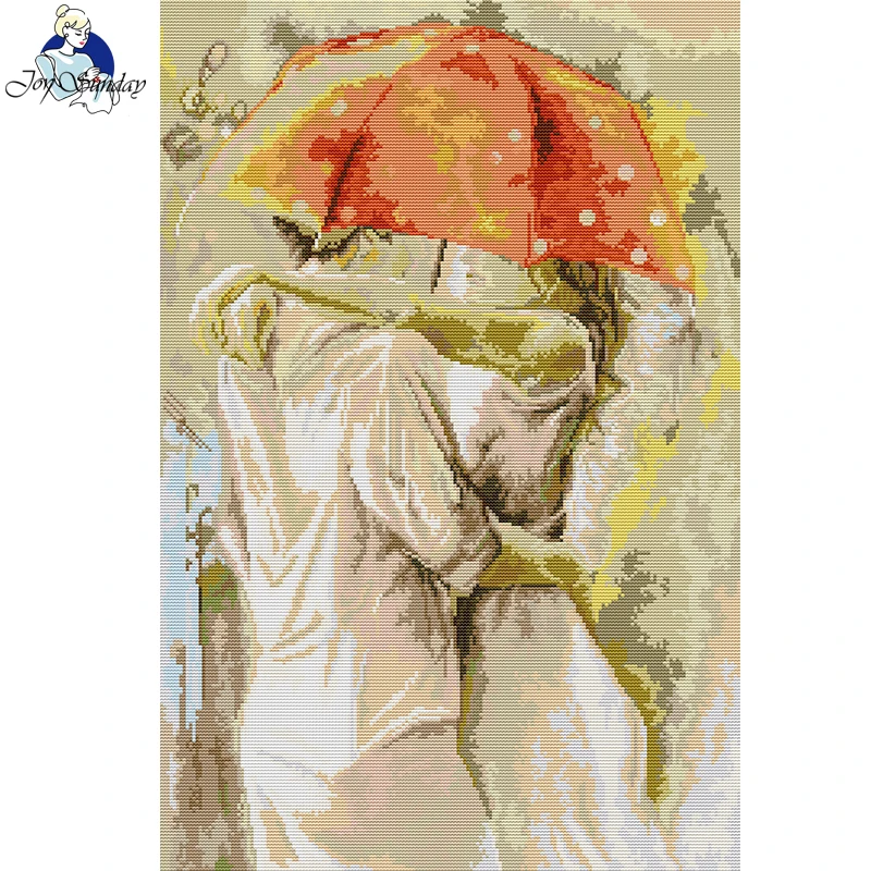 Joy Sunday Lovers Print Cross Stitch Kits Aida Fabric 16CT 14CT 11CT DIY Folk Craft Kit Needlework Handmade Embroidery Set New