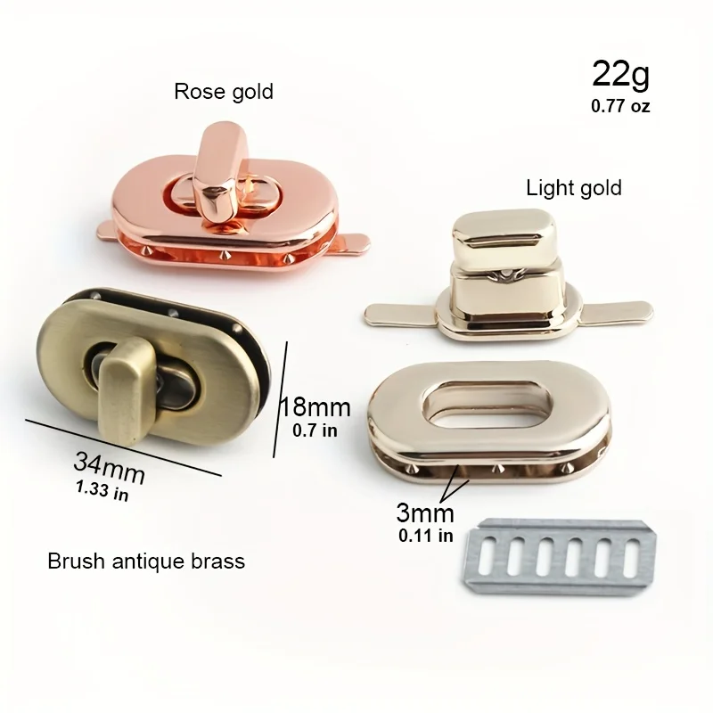 1PC wallet twist lock turn lock hardware accessories Danish leather bag switch twist lock metal accessories luggage lock buckle