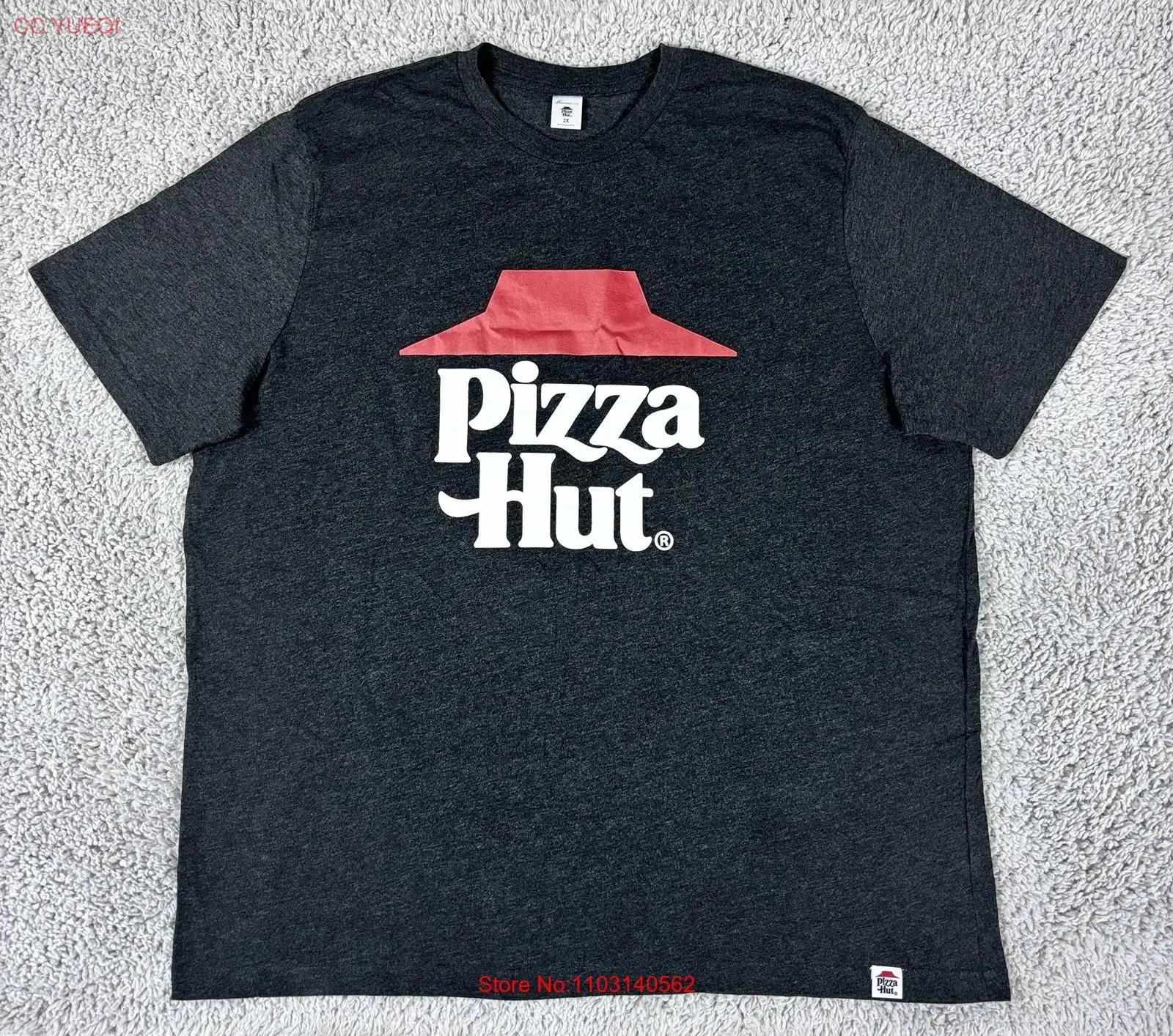 Pizza Hut restaurante comida camiseta adulto 2XL gris oscuro hombres vintage lavado versátil suave ligeramente gráfico Casual homme