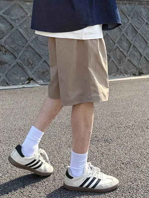 

Мужские летние тонкие повседневные брюки цвета хаки, свободного кроя, длиной до колена, базовые, универсальные, в стиле ретро, для активного отдыха, на каждый день