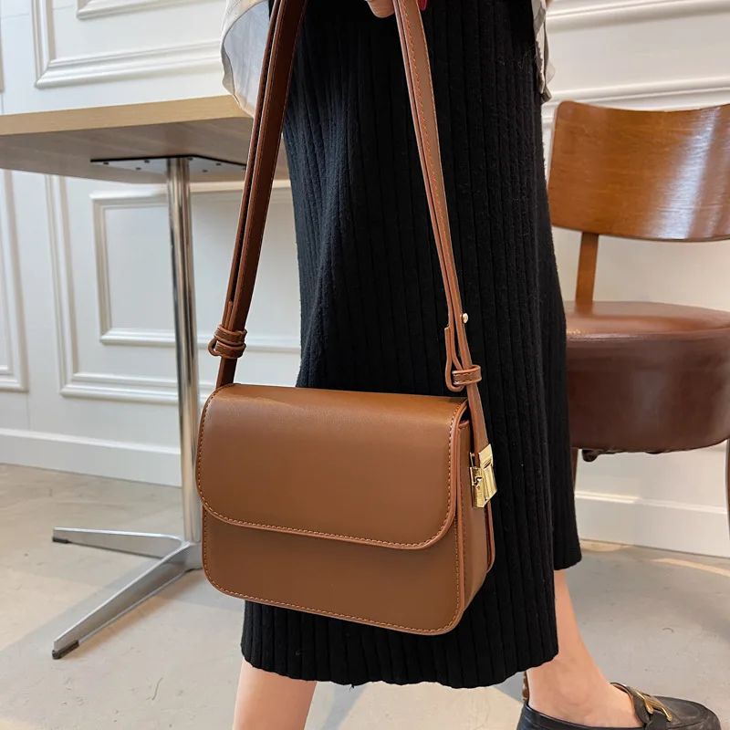 Trendy All Match Underarm Shoulder Bag Women PU Leather Crossbody Bag Solid Color Flap Messenger Bag Fashion Handbags And Purses