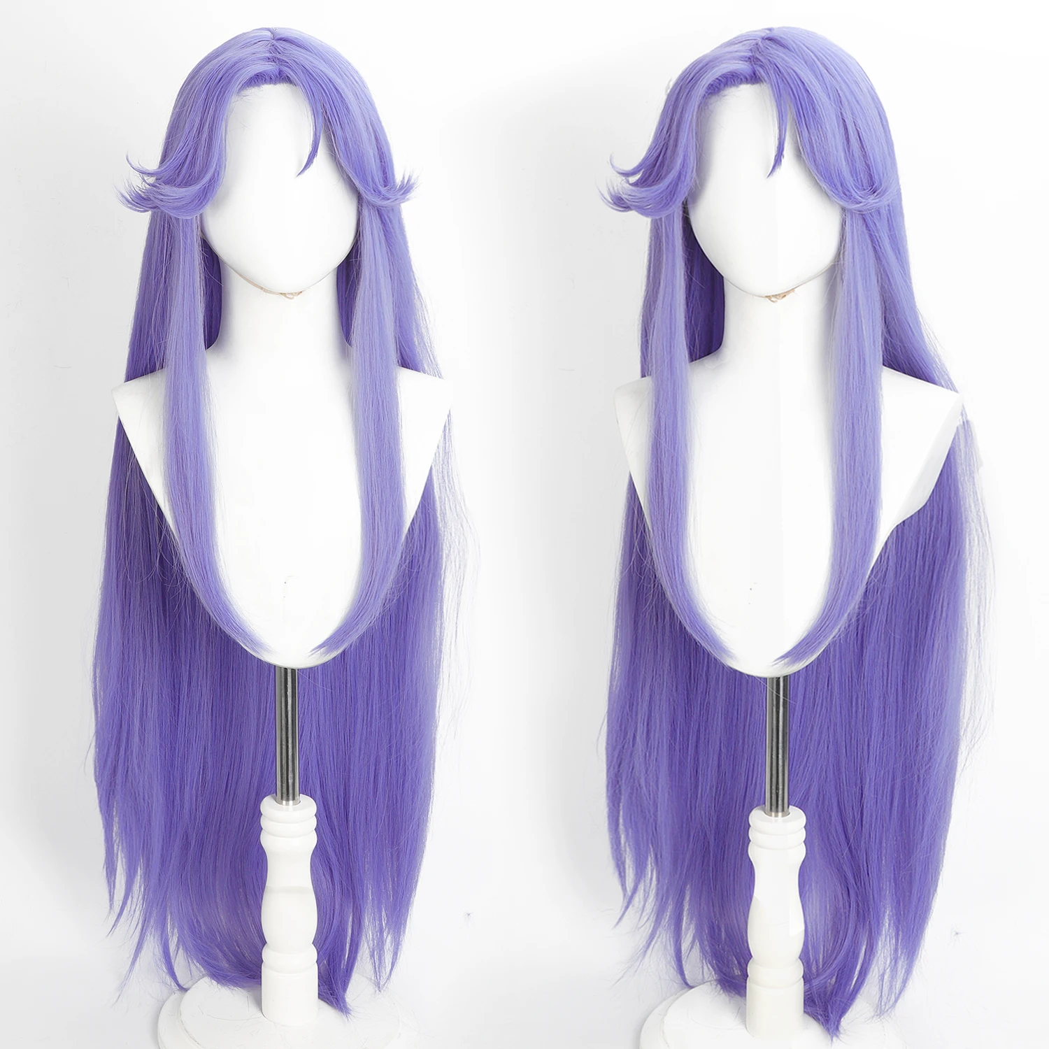 Soft Purple Long Straight Cosplay Wig Natural Scalp Top Synthetic Wig for Anime & Game Costumes