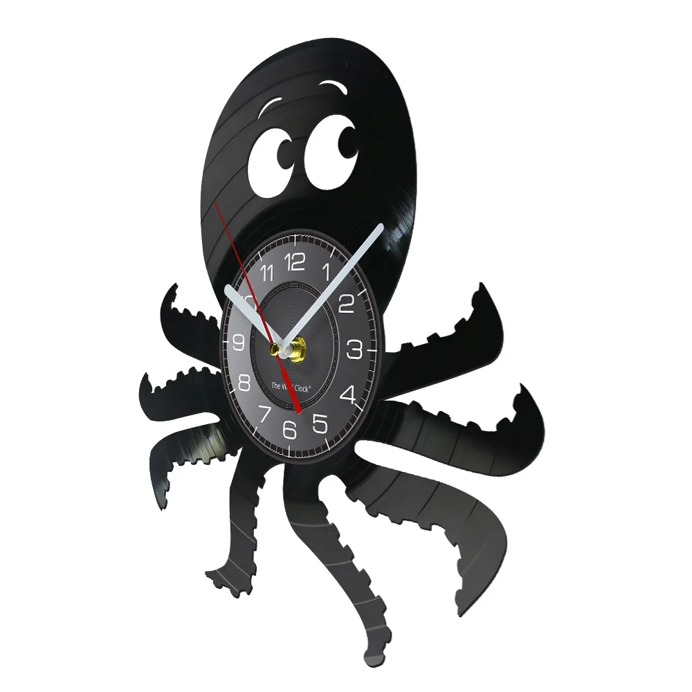 Octopus Nautical Wall Art Wall Clock Kraken Octopus Vinyl Record Wall Clock Deep Sea Navy Home Decor Modern Clock Wall Watch