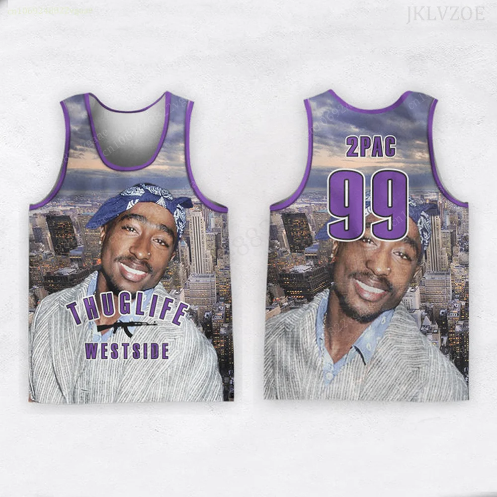 2024 Summer Tupac Basketball Jersey Men Sleeveless T Shirt Retro 2 PAC Tank Top Tee Kids Training Uniform 23/24 Rapper