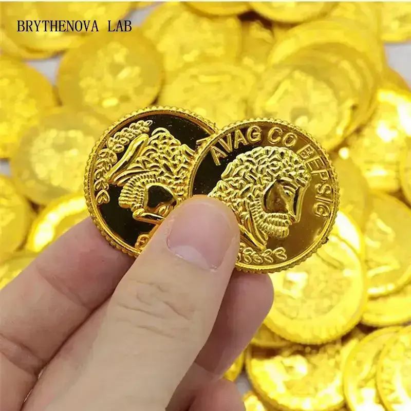 500pcs Pirates Gold Coins Plastic Gold Coins Props Accessary Game Funny Playing Toys for Kids Children (Golden)