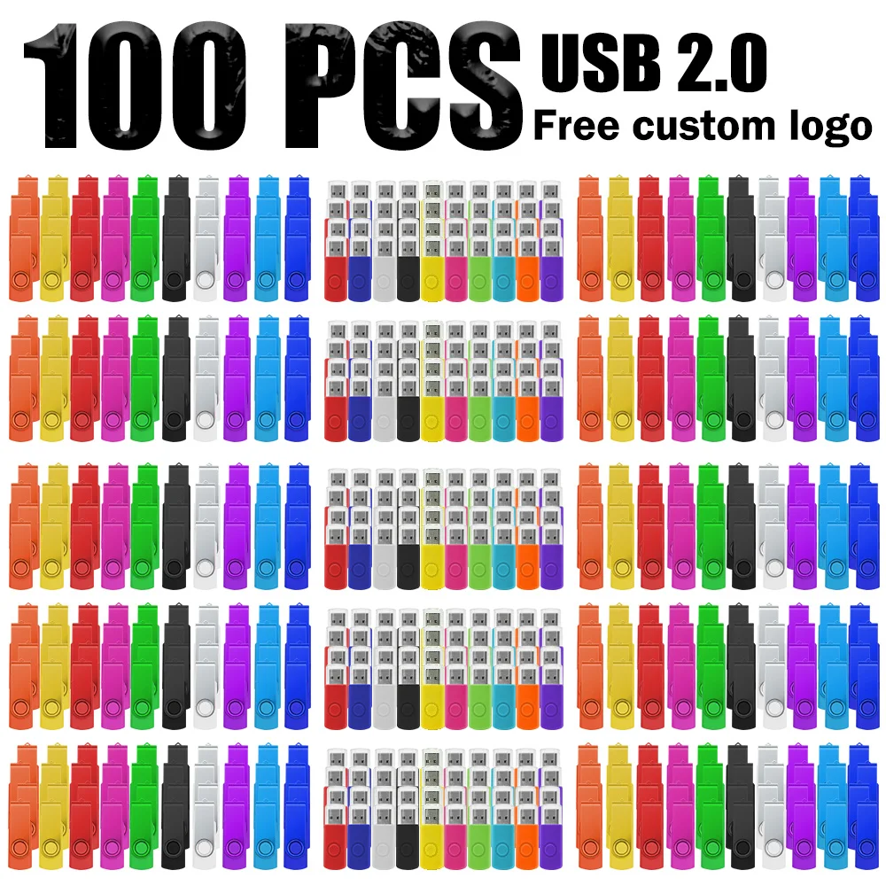 100pcs/lot USB 2.0 Flash Drive Pen Drive 1GB 2GB 4GB 8GB 16GB Memory Stick Pendrive 32GB 64GB Creative Gift Free Custom LOGO