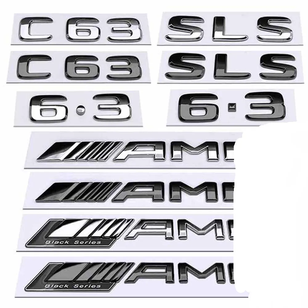 Car Label For Mercedes-Benz SLK55 AMG CLK63 SL65 SLS AMG C63 6.3 Rear Tail Fender Side Word Black Series Modified Logo