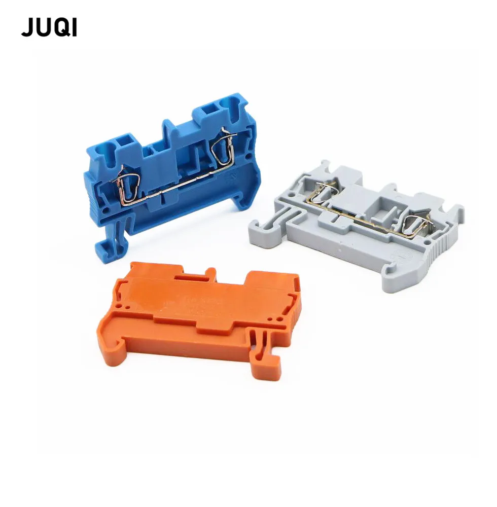 10pcs Din Rail Terminal Block ST-2.5 Return Pull Type Spring Connection Connector Screwless Copper  Wire Conductor ST2.5