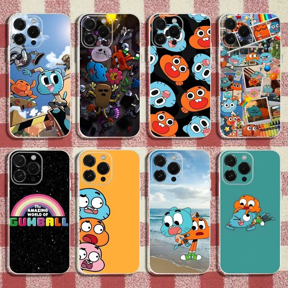 

A-Amazing World of G-Gumball Phone Case For iPhone 16,15,14,13,12,11 Pro,Max,Plus,X,XS,XR,SE,Mini Transparent Silicone Soft