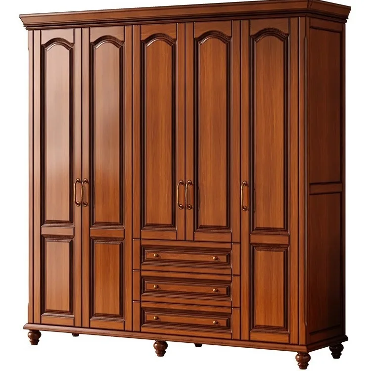 

American solid wood wardrobe bedroom home retro mahogany small apartment