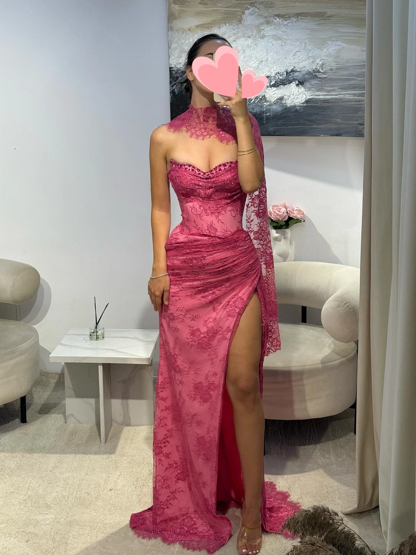 

Other Shore Elegant Vintage Sweet Red Lace Sexy Slit Beads Ribbon Customize Formal Occasion Prom Dress Evening Party Gowns