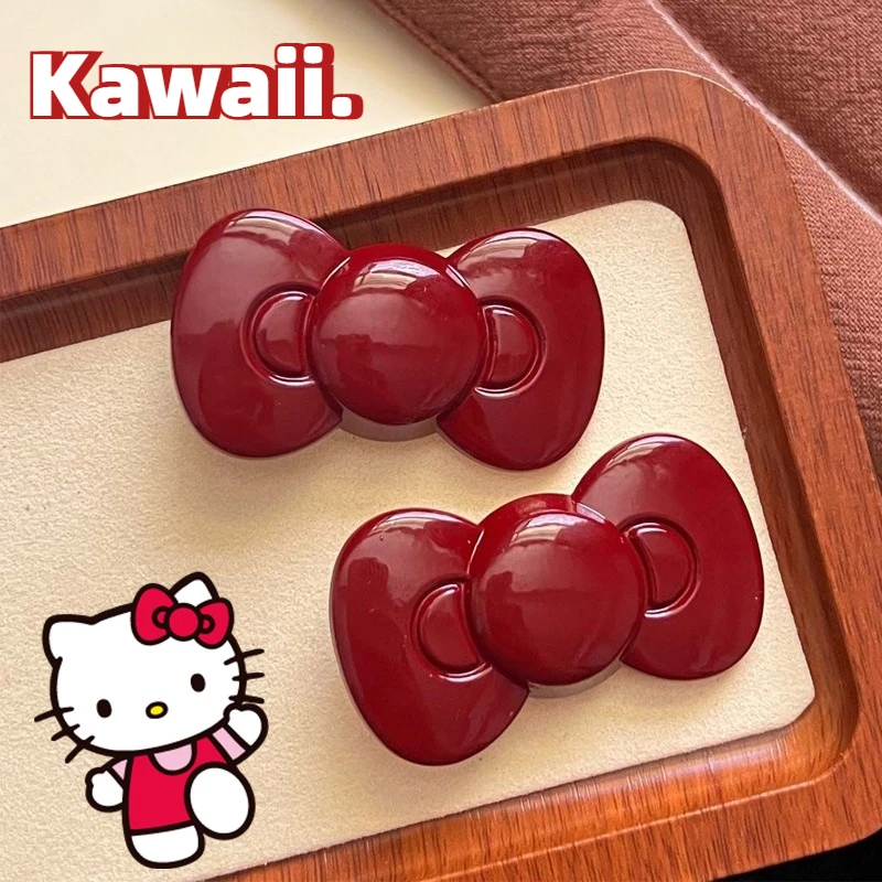 

Hello Kitty Bow Hair Clip Cute Cartoon Bobby Pin Girl Anime Cosplay Decoration Small Hairpin Barrettes Y2K Accessories Wholesale