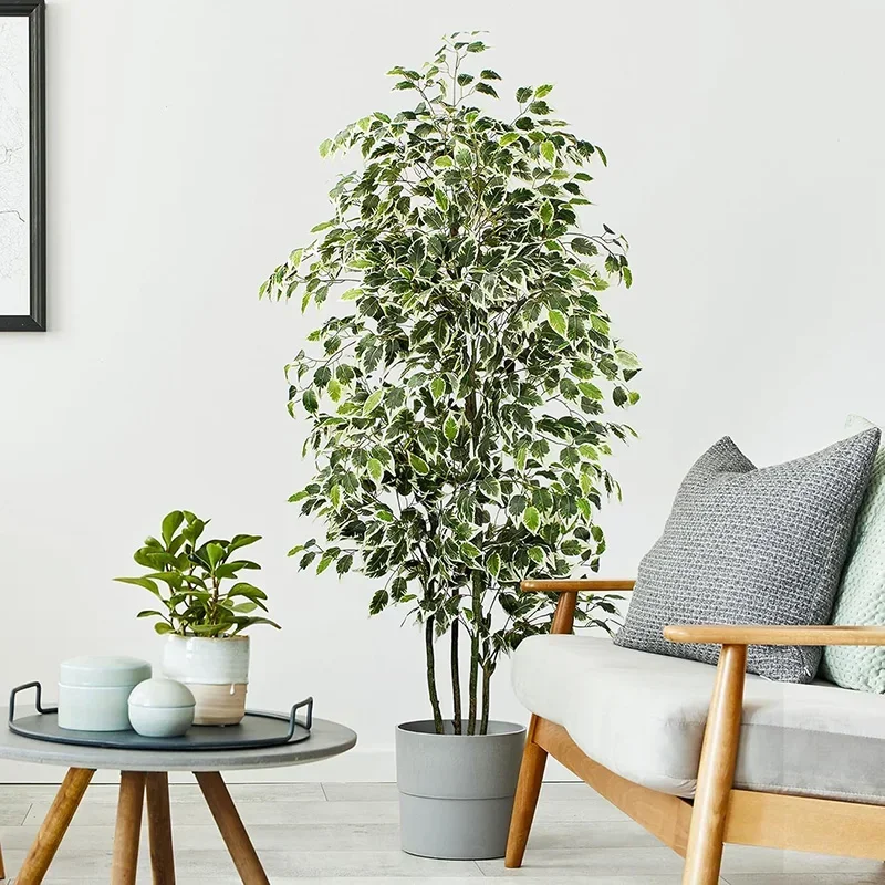 3-6FT Großer Künstlicher Ficus-Baum, Künstliche Palmenpflanzen, Realistische Plastik-Banyan-Bäume für Haus, Garten, Geschäft, Party-Dekoration – Detail 2