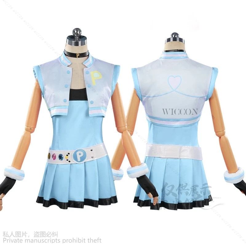 Power Anime Puff Girls Cosplay Costume Dress Set Blossom Buttercup Bubbles Costume Dress With Belt Set Halloween Fancy Dress