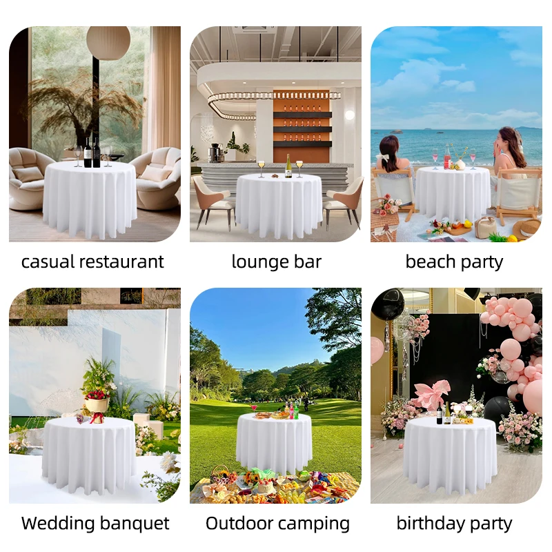 1pcs Polyester Plain White 300cm Round Table Cloth Tablecover For Event Hotel Banquet Wedding Decoration Tablecloth