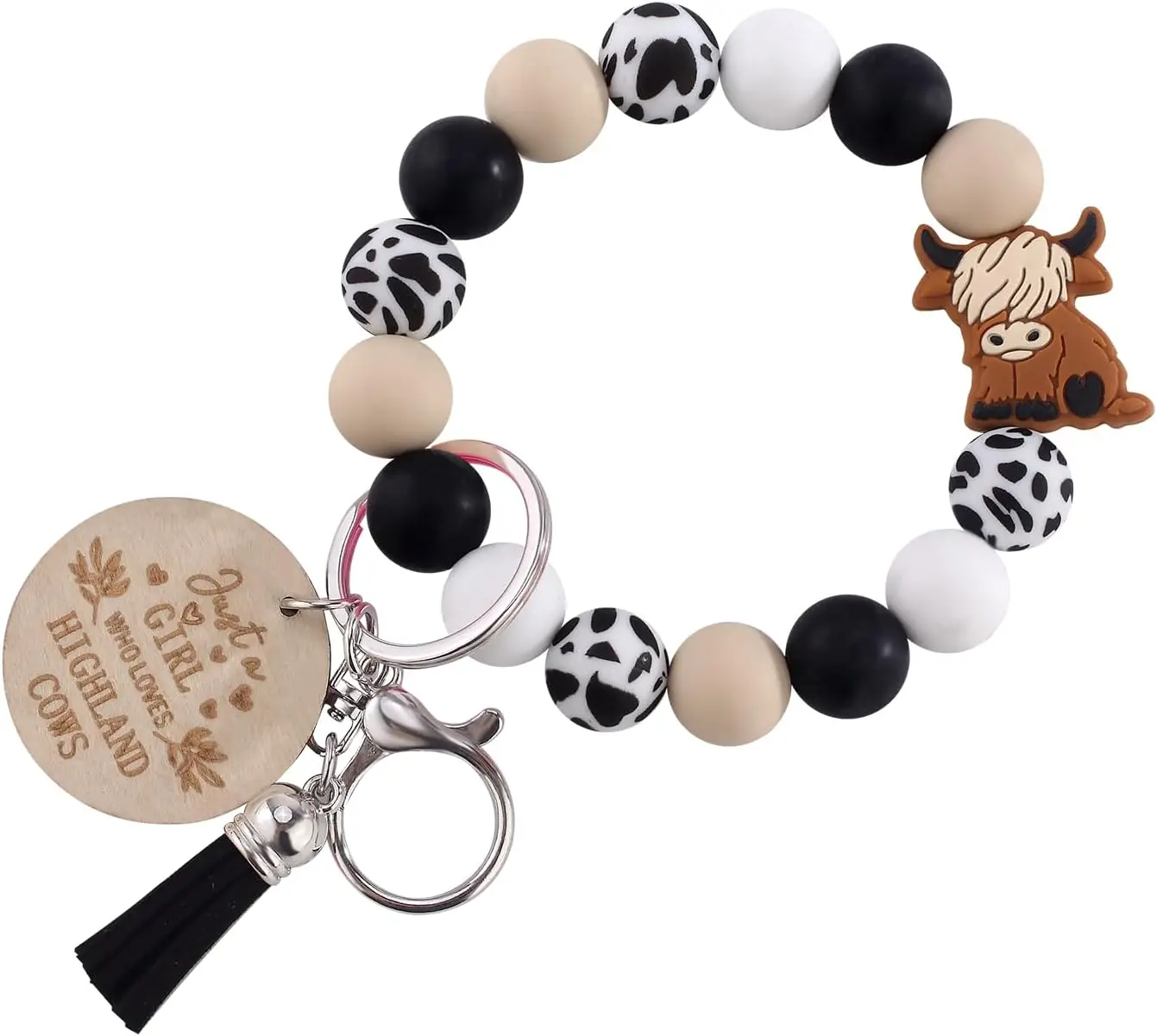 Highland Cow Gifts - Keychain Wristlet & Car Key Chains for Women