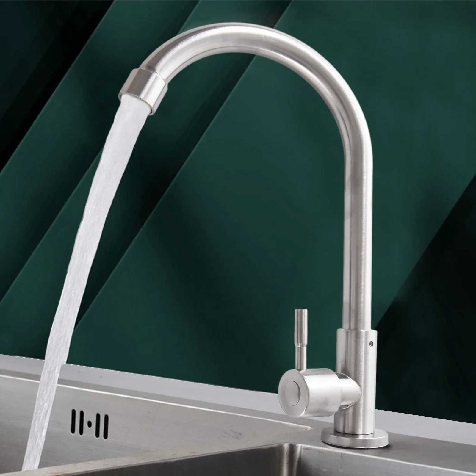 Stylish Addition to Your Kitchen Stainless Steel Kitchen Faucet Water Purifier Single Lever Hole Tap Cold Water