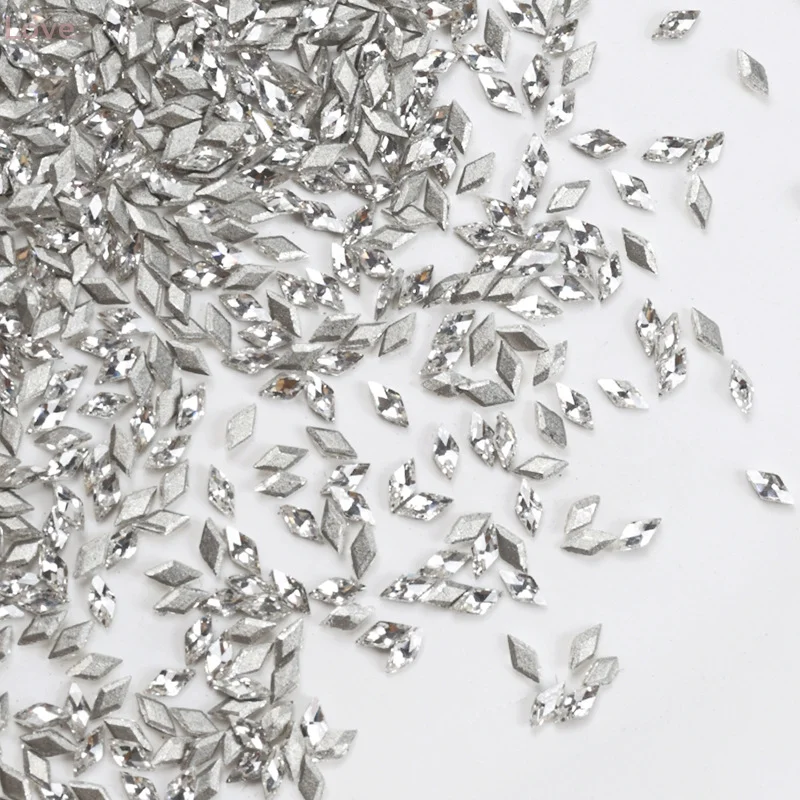 [L & P] 50 قطعة حجم صغير ثلاثية الأبعاد الزركون ماركيز شكل مسمار الفن حجر الراين السحر جوهرة الأحجار اكسسوارات مسمار الزينة لوازم