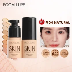 FOCALLURE-base líquida hidratante para mujer, crema correctora facial ligera impermeable, blanqueadora, maquillaje, cosméticos