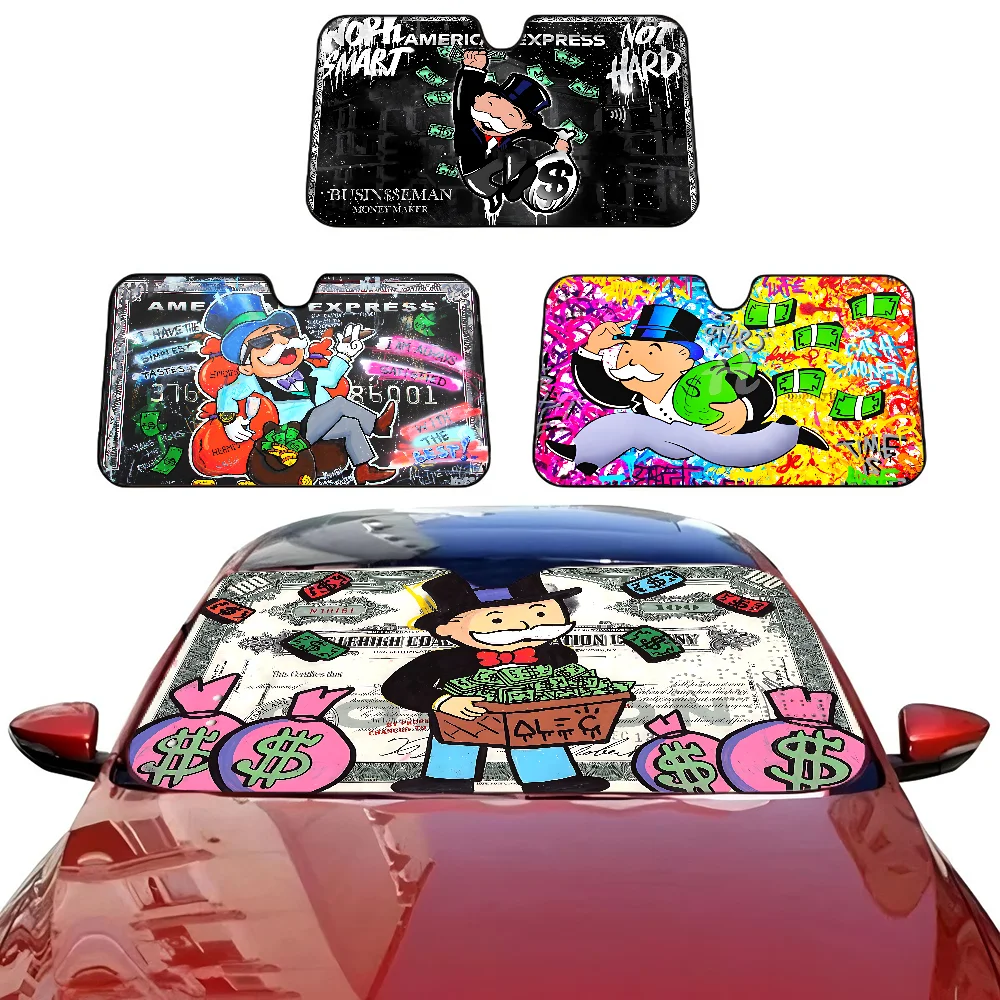 

Cartoon Luxury D-Dollar M-MonopolyS Car Windshield Foldable Sun Shade Cover Block Reflector Portable Breathable Anti UV Screen