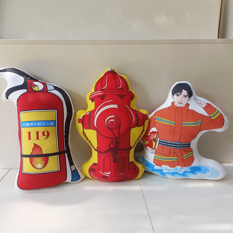 Creative Fire Hydrant Extinguisher Plush Pillow Toys Firefighter Publicity Education Simulation Sign Cushion Soft Doll FunnyGift