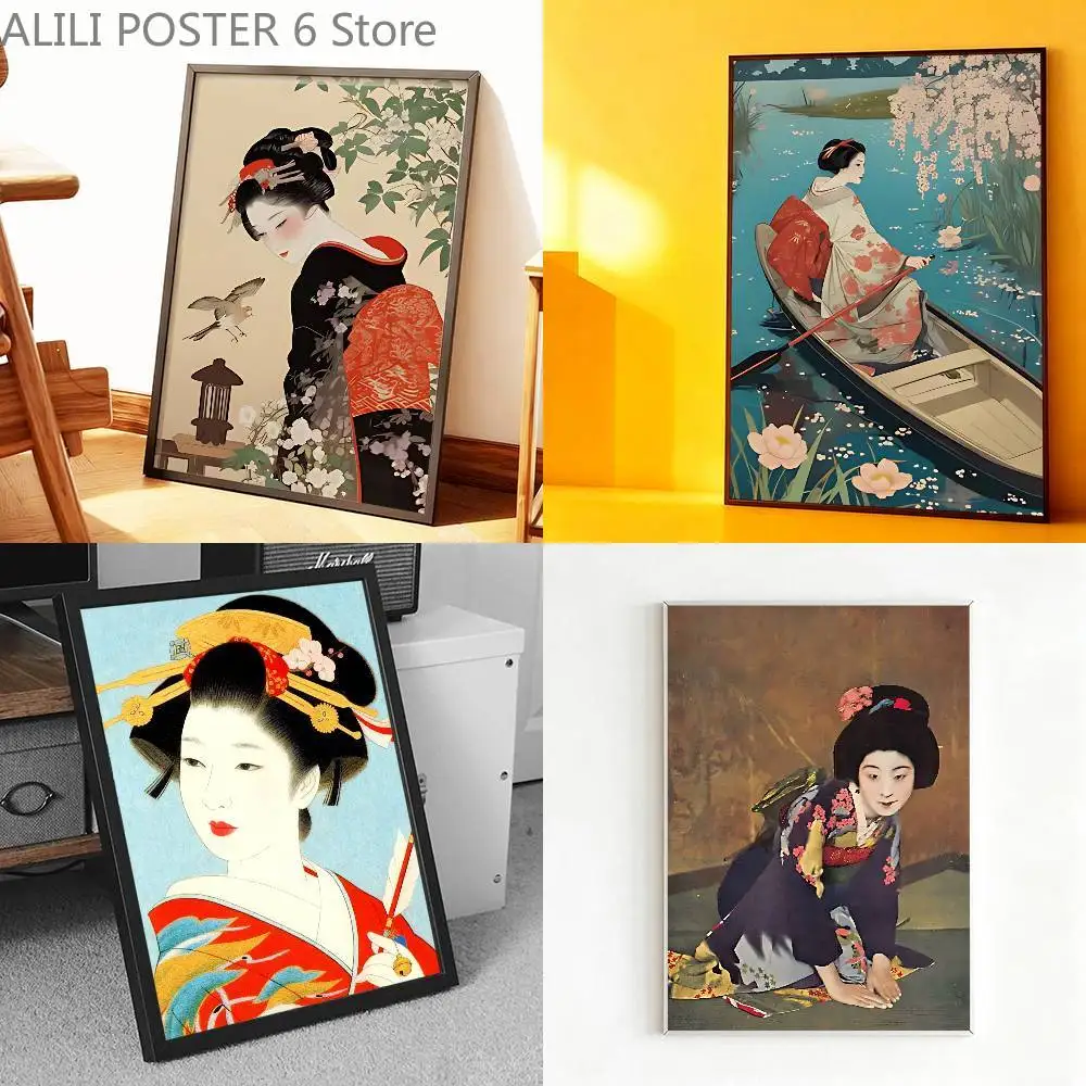 

Japan Geisha Poster Prints Wall Art Painting Picture Gift Living Room Bar Restaurant Dec Sticker Large