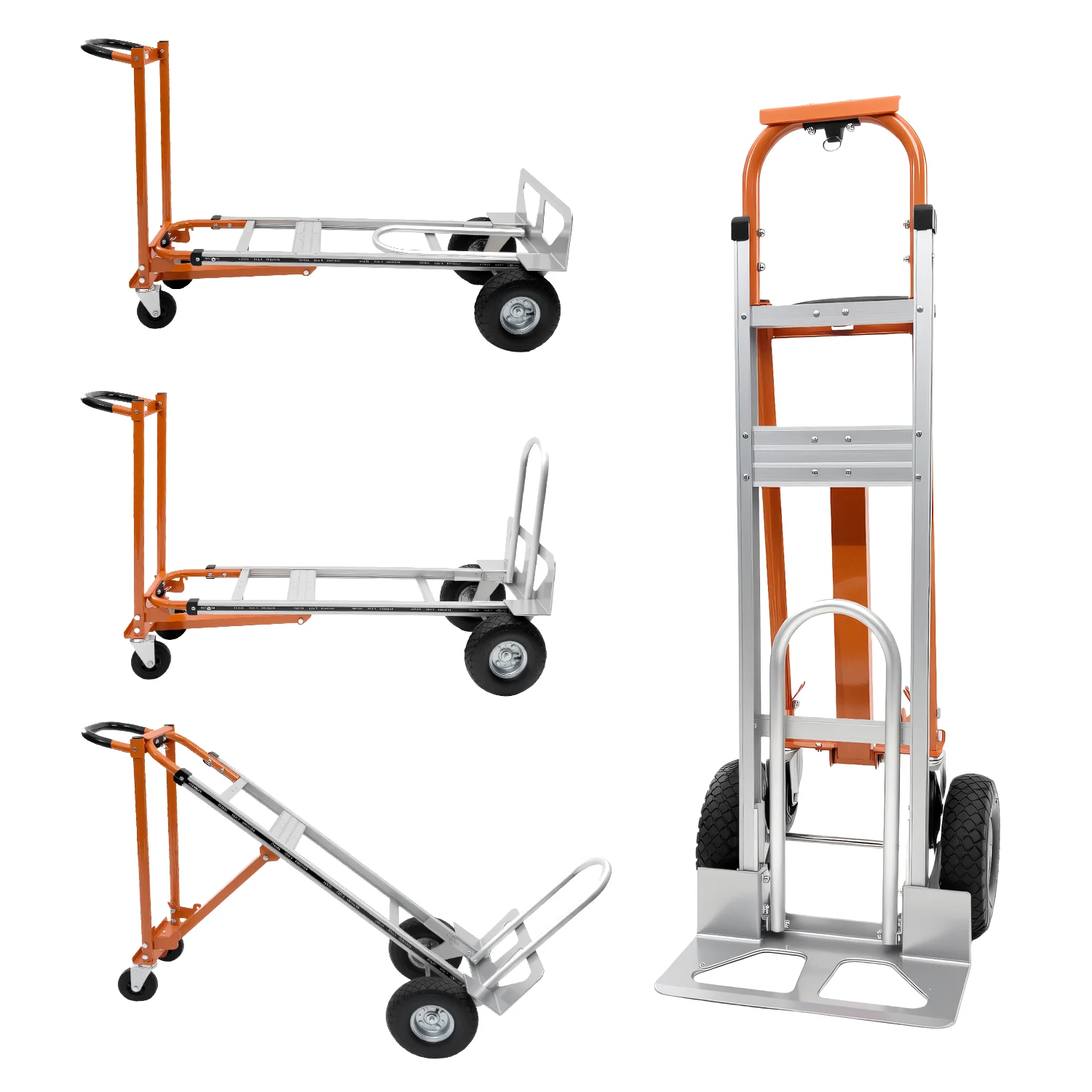 

Кабриолетная алюминиевая сверхмощная складная ручная тележка 3 в 1, надувными колесами и эргономичной ручкой для строительства, логистики