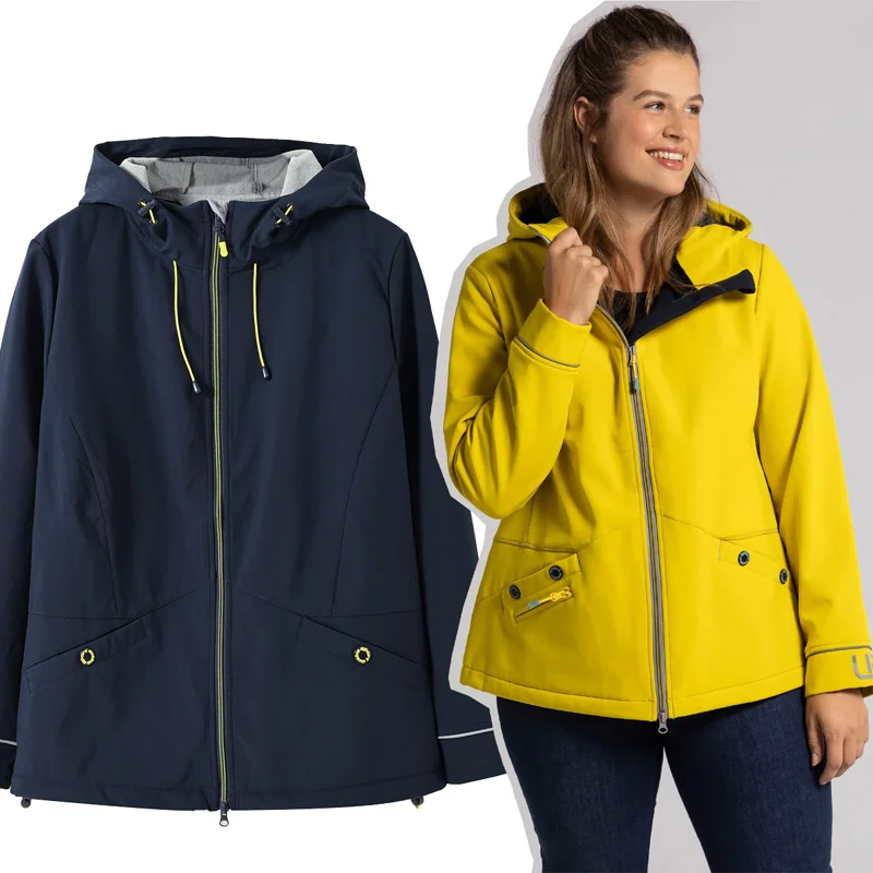 

Outdoor Women's Hooded Soft Jacket Casual Windbreaker Coat plus Size Autumn Winter Fashion Commute Polyester Fiber