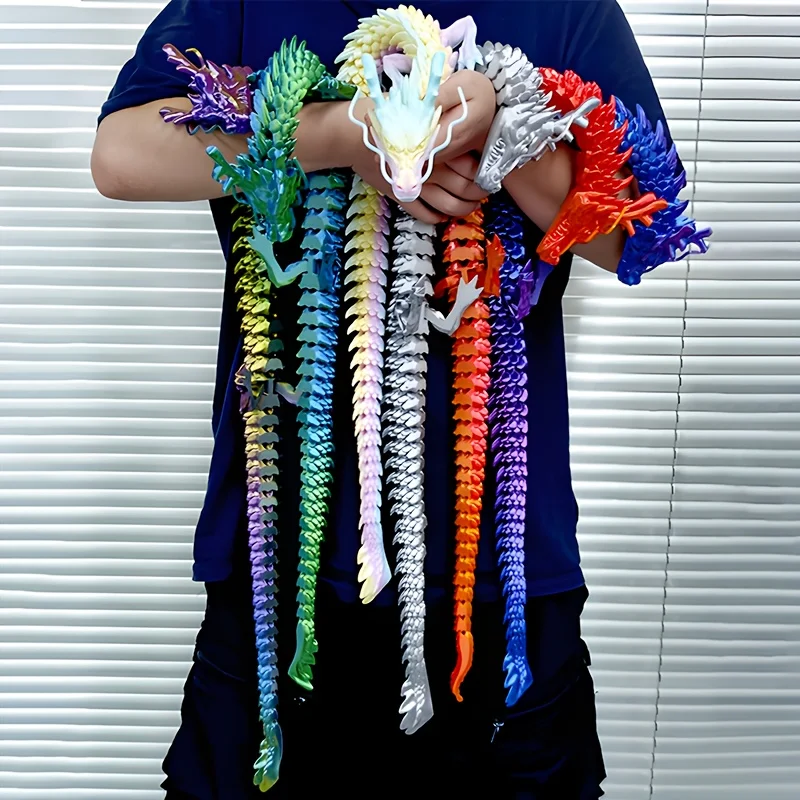 88CM 3D Printed Gem Dragon Crystal Fidget Toy Rotatable Articulated Dragon Gift for Kids with ADHD Perfect for Birthdays Gift