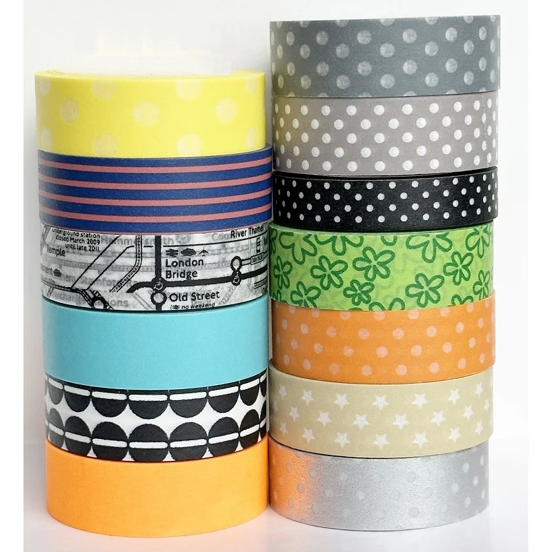 Classic styles washi tape dotted / striped / small flower / solid color for DIY decoration 10m