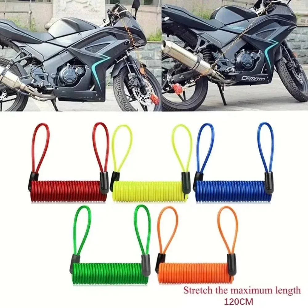 1.2m Bicycle Spring Cable Anti-theft Lock Rope Alarm Disc Lock Bicycle Safety Reminder Motorcycle Anti-theftProtection 120-150cm