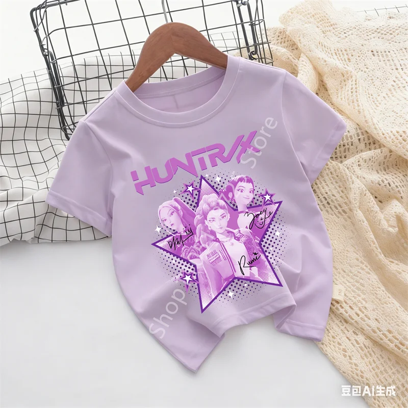 

Футболка Kpop Devil Hunter для подростков/малышей, детская футболка Kpop, топ для девочек Saja, футболка Devil Hunter весна/лето