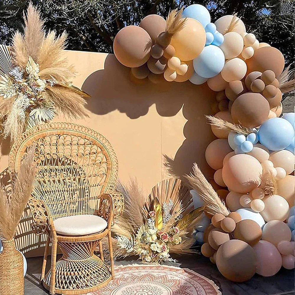 40-teiliges Babyparty-Luftballon-Set, Boho, braun, pastellblaue Haut, weißer Sand, Khaki-Luftballons für Babyparty, Geburtstagsdekoration, Luftglobos – Detail 6