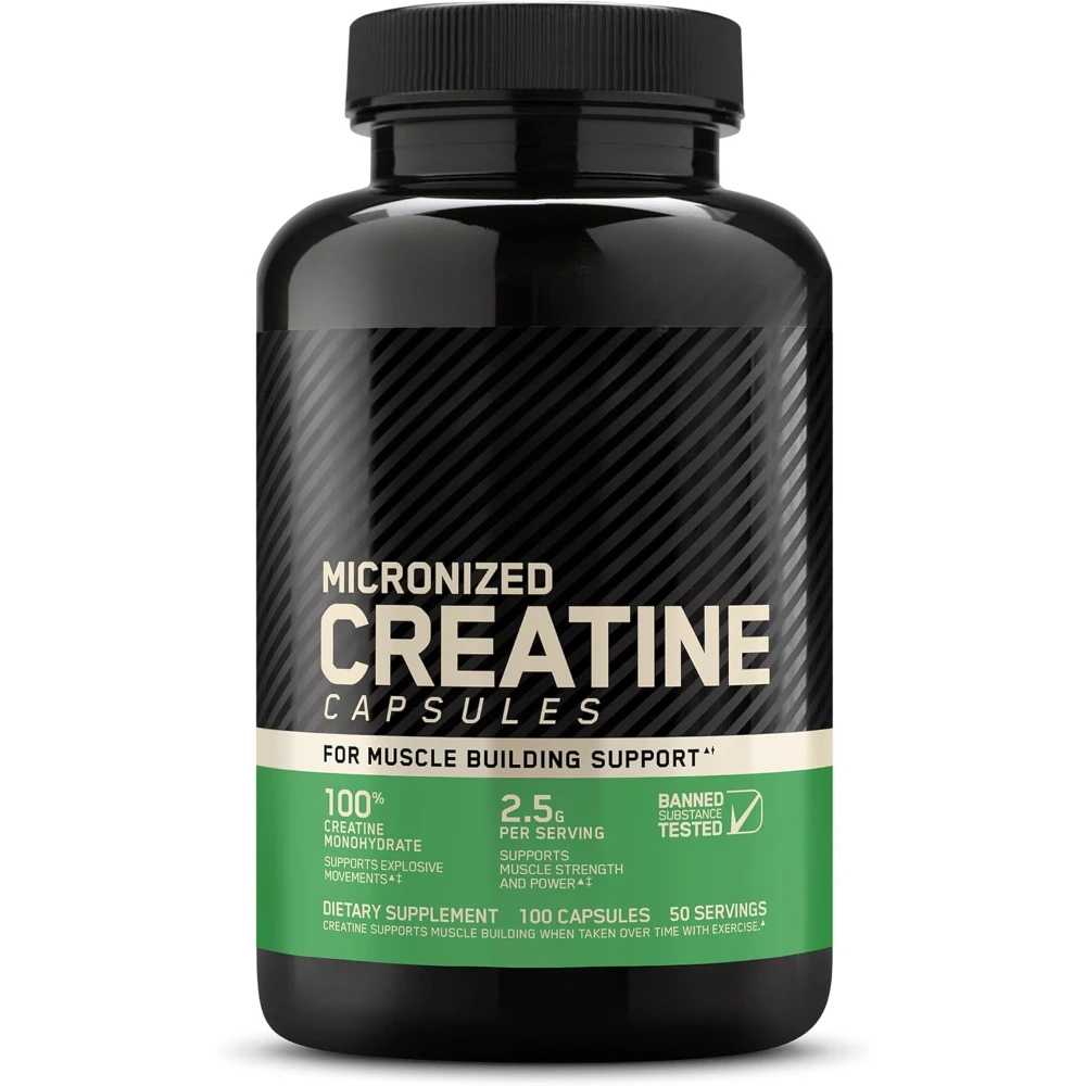 Micronized Creatine Monohydrate Capsules 2.5g Per Serving 100 Capsules Fitness Workout Muscle Support Dietary Supplement