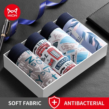 MiiOW 4Pcs Mann Unterwäsche Boxer Männer Höschen Atmungsaktive Polyester Unterbekleidung Sexy Männer Unterhosen Boxershorts Antibakterielle