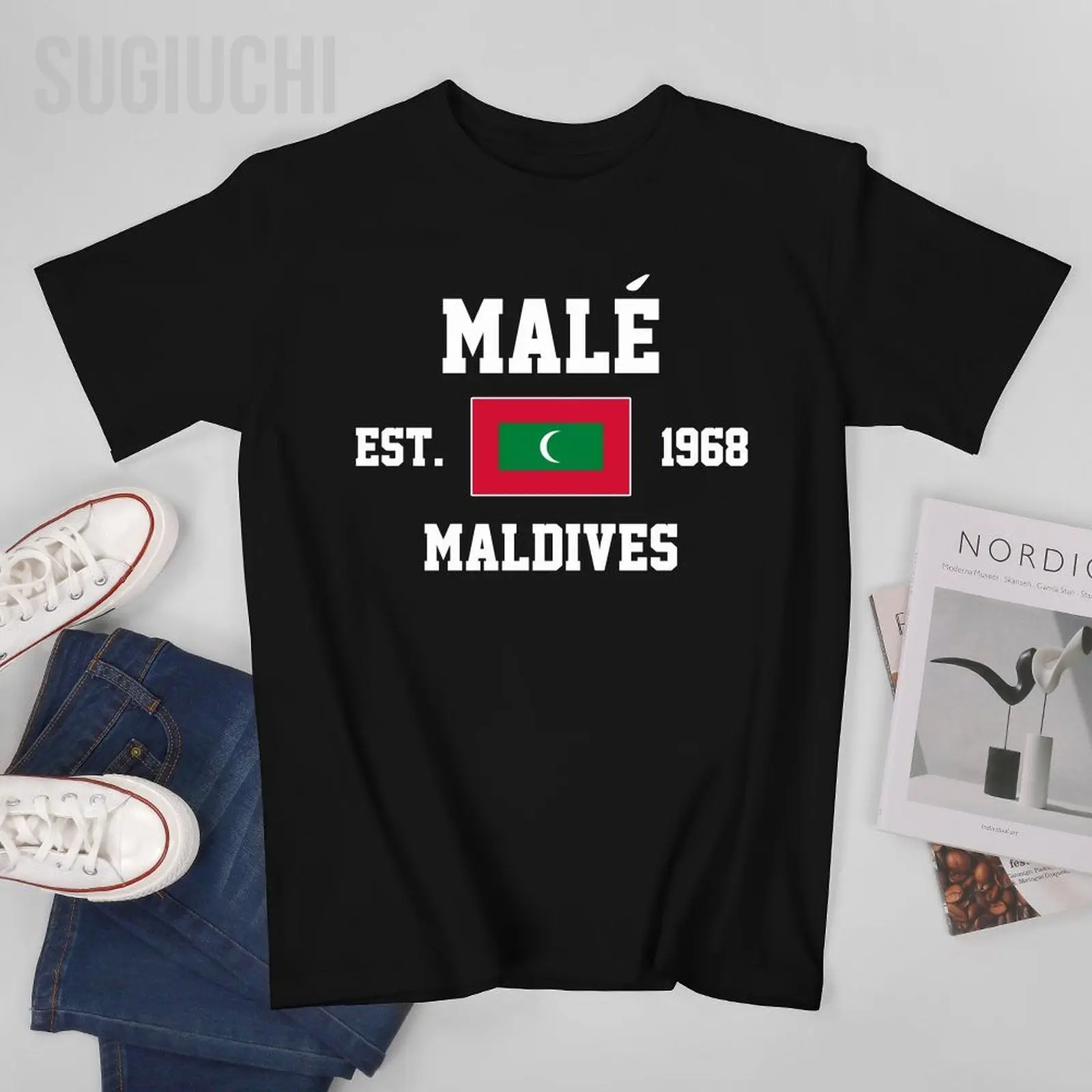 Patriotic Flag Maldives EST.1968 Malé Men Tshirt Tees T-Shirt O-neck T Shirts Women Boys Clothing 100% Cotton