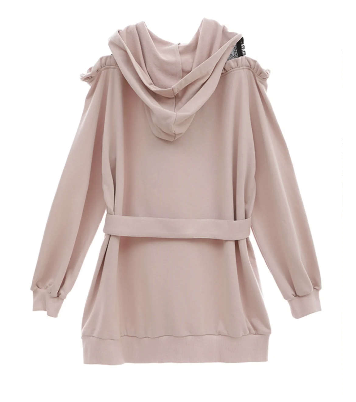 Sweet Girl Sweatshirt Dress Japanese Liz Autumn New Hooded Lace Patchwork Long Sleeve Letter Embroidered Bow Loose Hoodie Dress