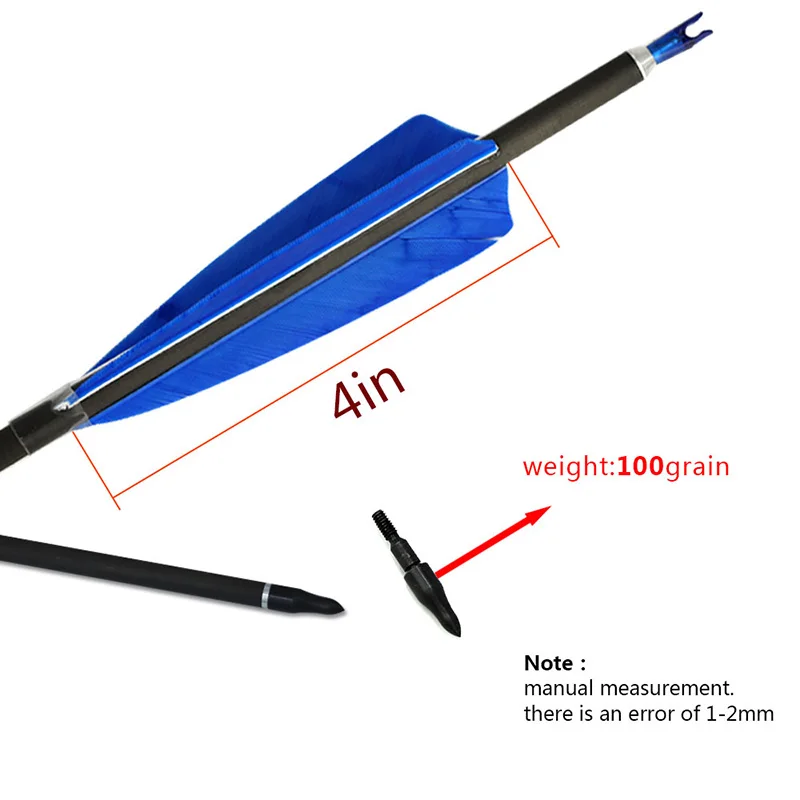 6/12pcs Archery Pure Carbon Arrow ID6.2mm Spine 250/800 Shaft 32inch for Bow Hunting Shooting Training