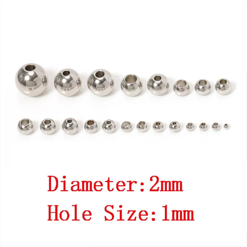 100 Stück 2/3/4/5/6/8/10 mm Metall-Abstandsperlen, runde Perlen für DIY-Armband, Schlüsselanhänger, Anhänger, Schmuckherstellung, Zubehör