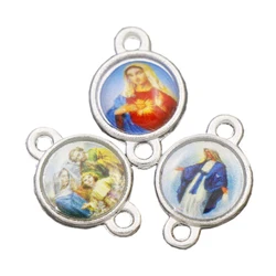 48Pcs Catholic Religious Church Medals Saints Cross Connector Charm Beads Alloy Handmade Jewelry DIY L1805