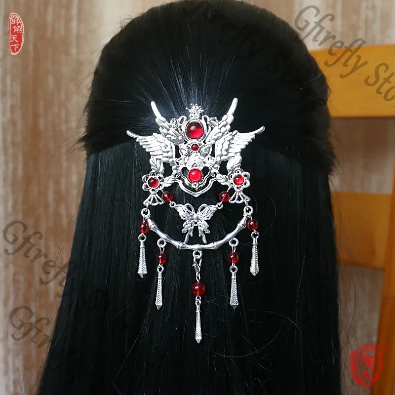 Tocado de bendición oficial del cielo, pinza para el pelo de Anime, horquilla artesanal, tocado de Cosplay, accesorios para colegas, regalo de mariposa Hua Cheng