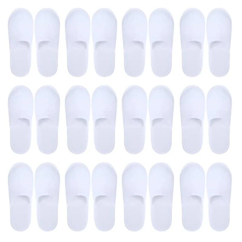 20 Pairs Closed Toe Disposable Slippers Women Men Ultra-Thin Brushed Plush Non-Slip Disposable Slippers For Hotel Home