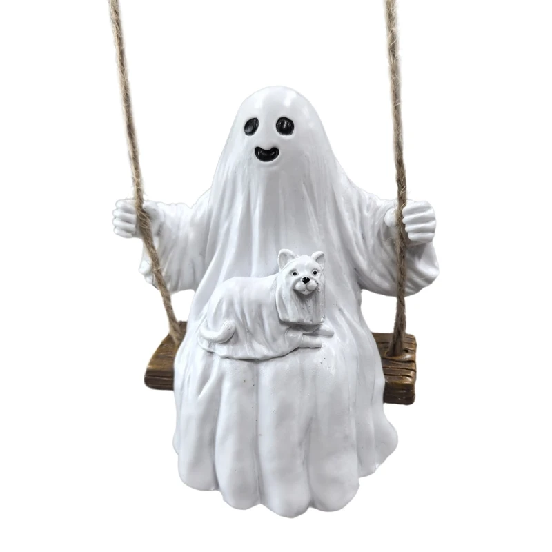 Halloween Swing Specters Resin Statue Lovely Specters Sculpture for Party Decors Dropship