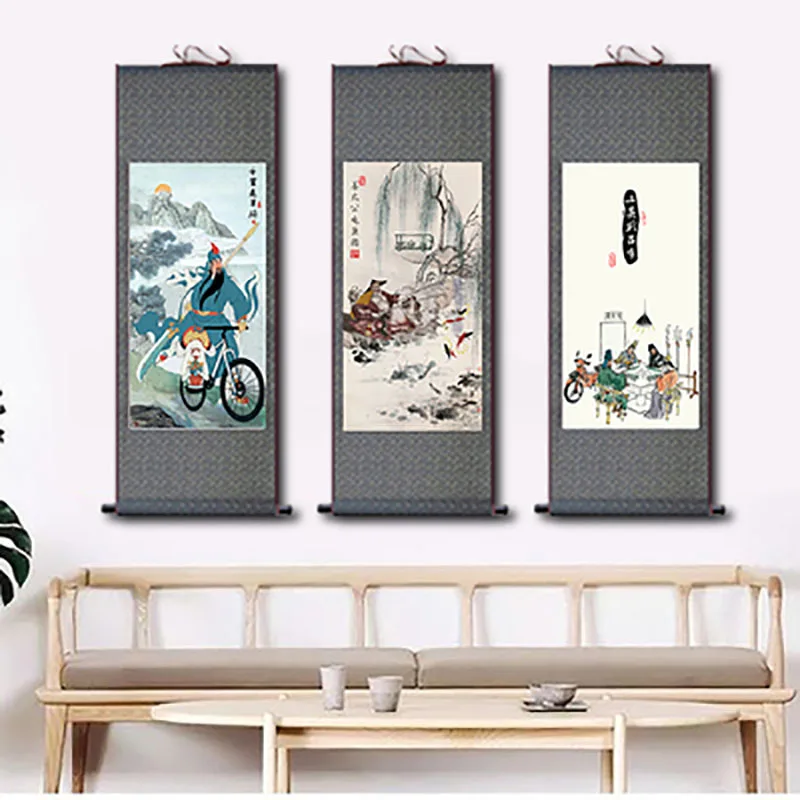 Funny Comic Figure Pattern Poster for Living Room Decoration, Calligraphy, Wall Hanging Decor, Feng Shui, Study Porch Painting