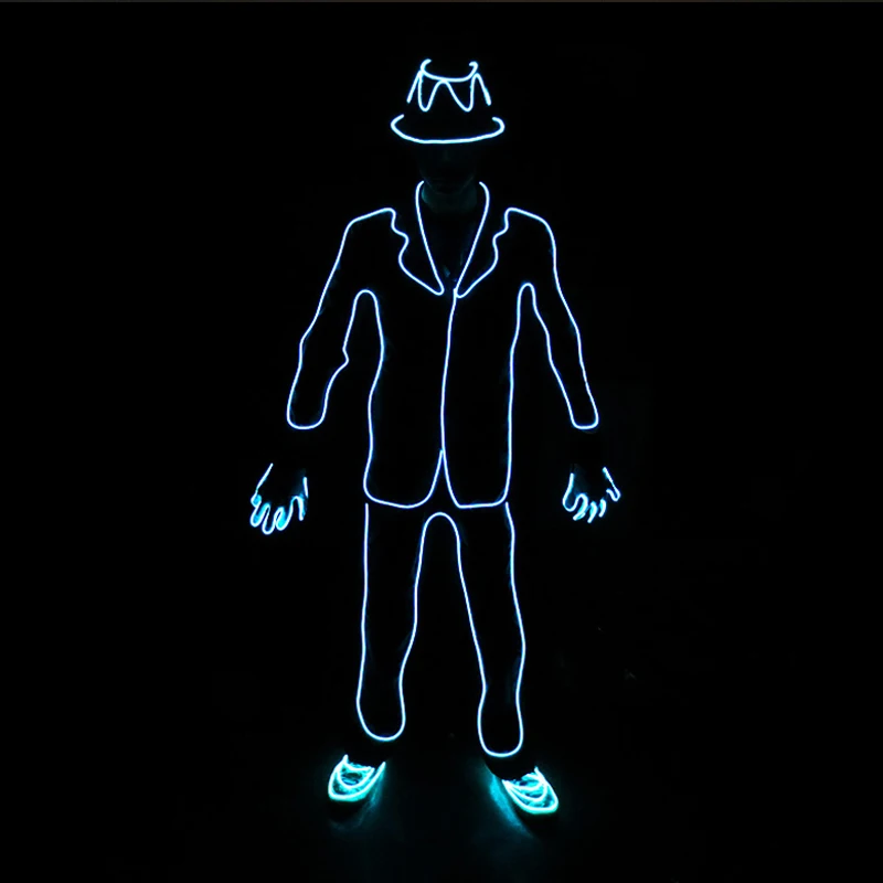 Fashion LED MJ Dance Clothes Light Up Matchstick Cosplay Concert Performence Clothing Men Suits Dance Stage Costumes