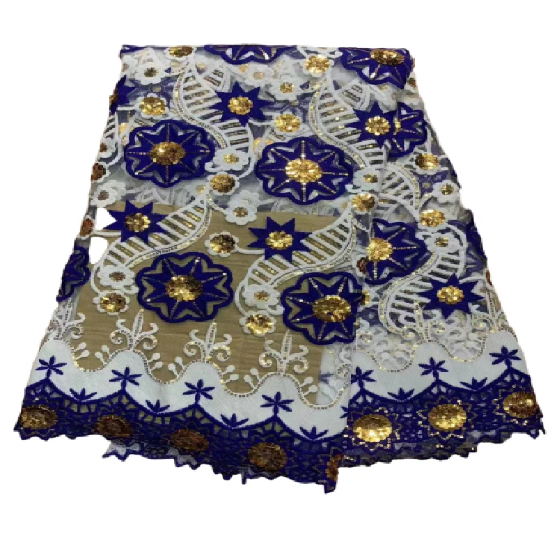 

2023 blue NEW Multi Color Sequins Lace Fabric 3D Flowers Lace Fabric Bridal Fabric Luxury Quality French Lace For Wedding